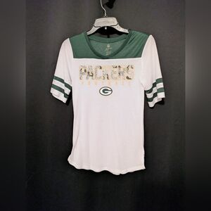 Green Bay Packers White & Green Short Sleeve Tee Small